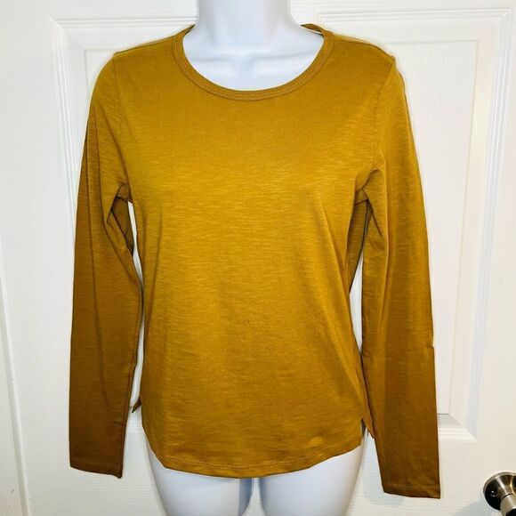 JCREW 90s Fitted Organic Cotton Long Sleeve T-Shirt Cappuccino Tan XS - Picture 1 of 11